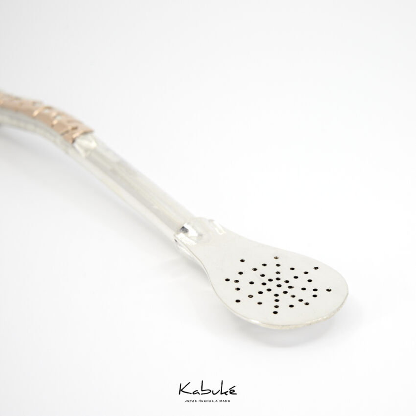 Bombilla personalizada de Plata con Iniciales en Oro