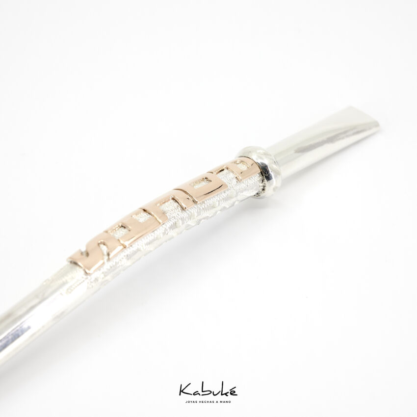 Bombilla personalizada de Plata con Iniciales en Oro