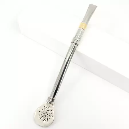 Bombilla alpaca con cinta bronce en promoción.