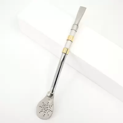 Bombilla de alpaca con cintas en bronce en promoción