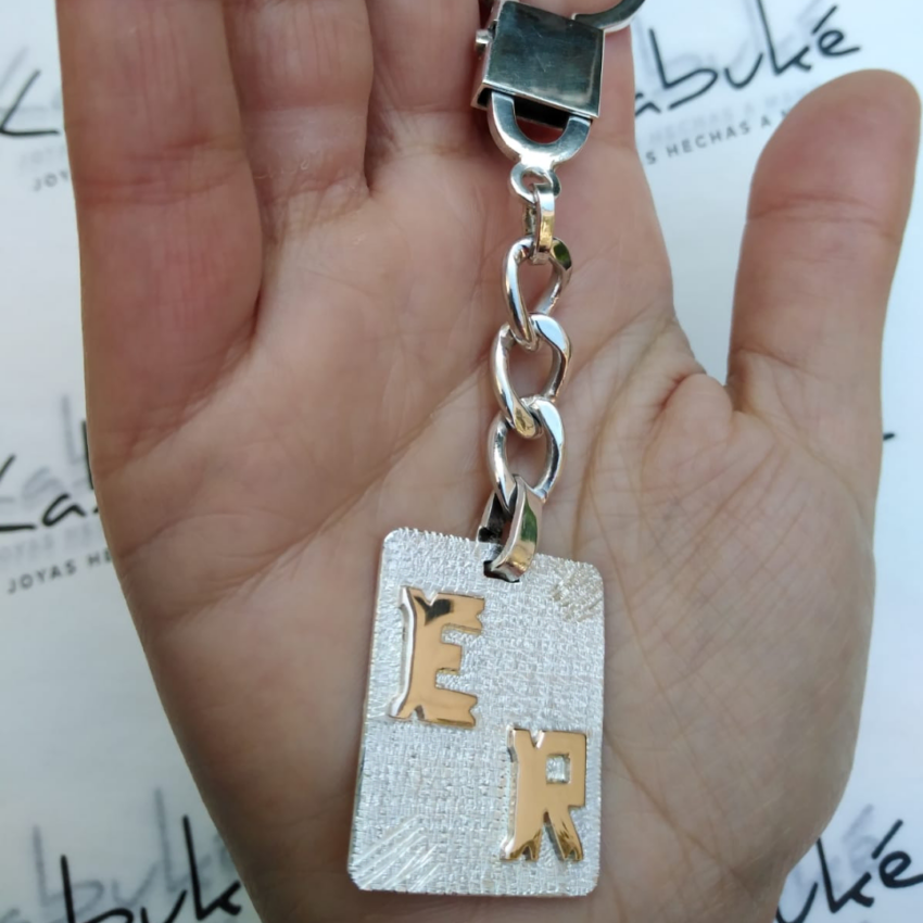 Llavero de Plata 925 con iniciales en Oro