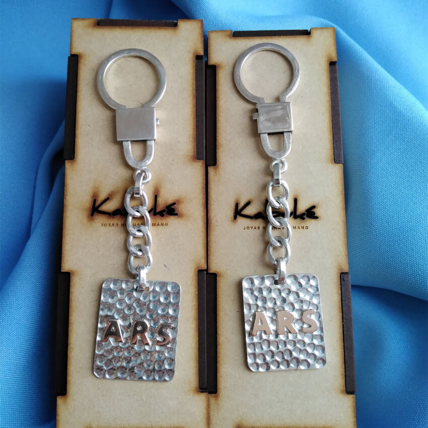 Llavero de Plata 925 con iniciales en Oro