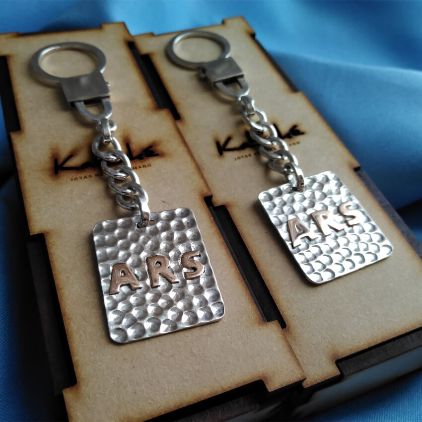 Llavero de Plata 925 con iniciales en Oro