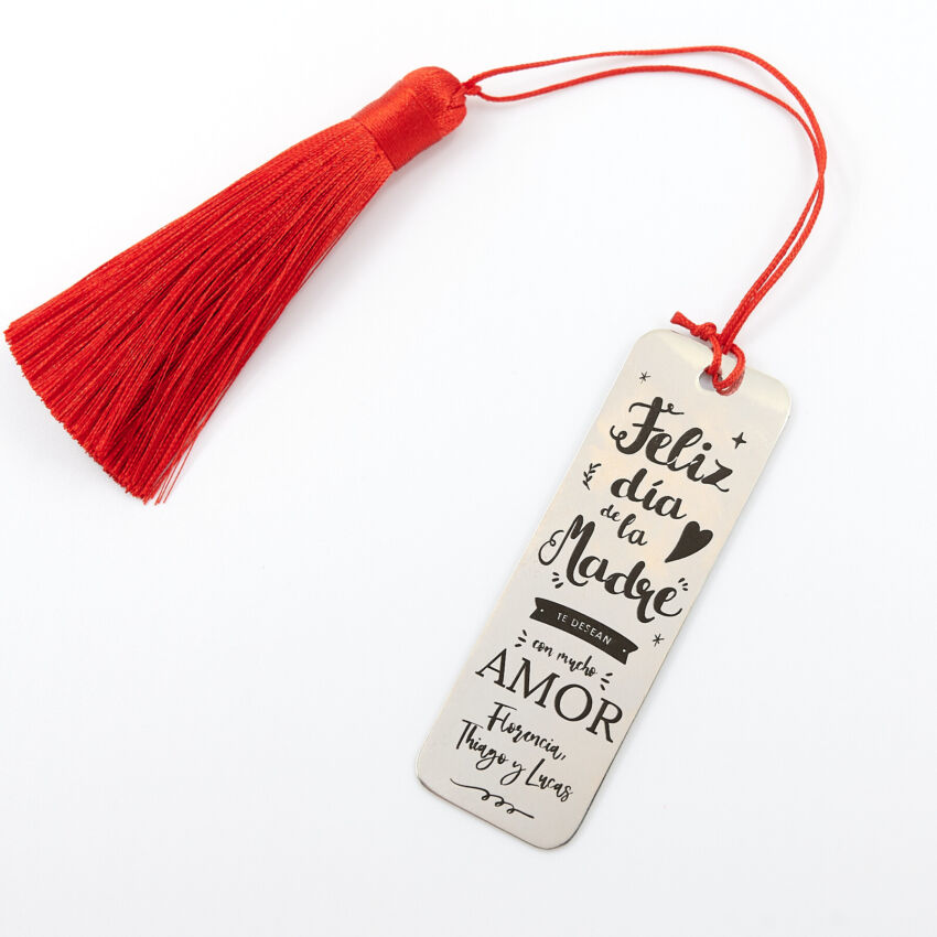 Marcalibro grabado personalizado, con Borla