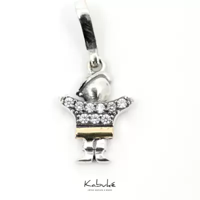 Dije nene plata y oro con circonias