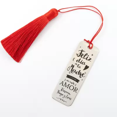 Marcalibro grabado personalizado, con Borla