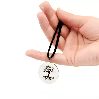 Medalla Acero personalizada con grabado + collar simil gamuza