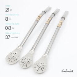 Bombilla Alpaca con dos iniciales larga