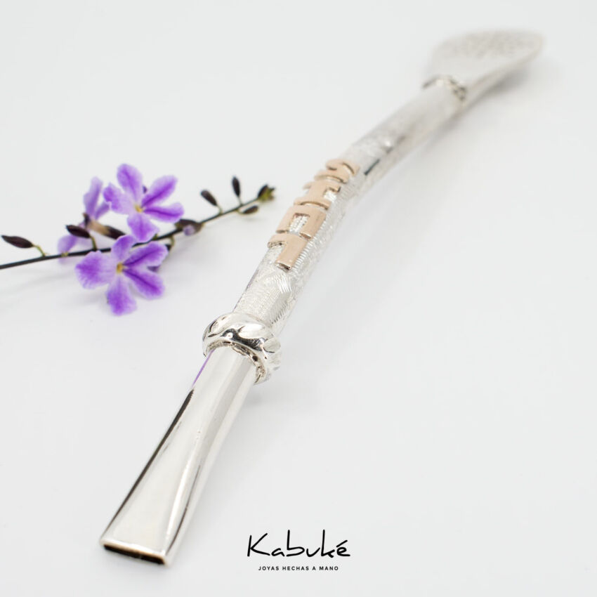 Bombilla personalizada de Plata con Iniciales en Oro