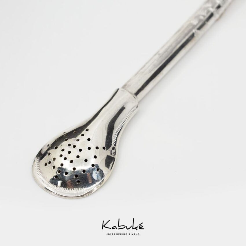 Bombilla personalizada de Plata con Iniciales en Oro