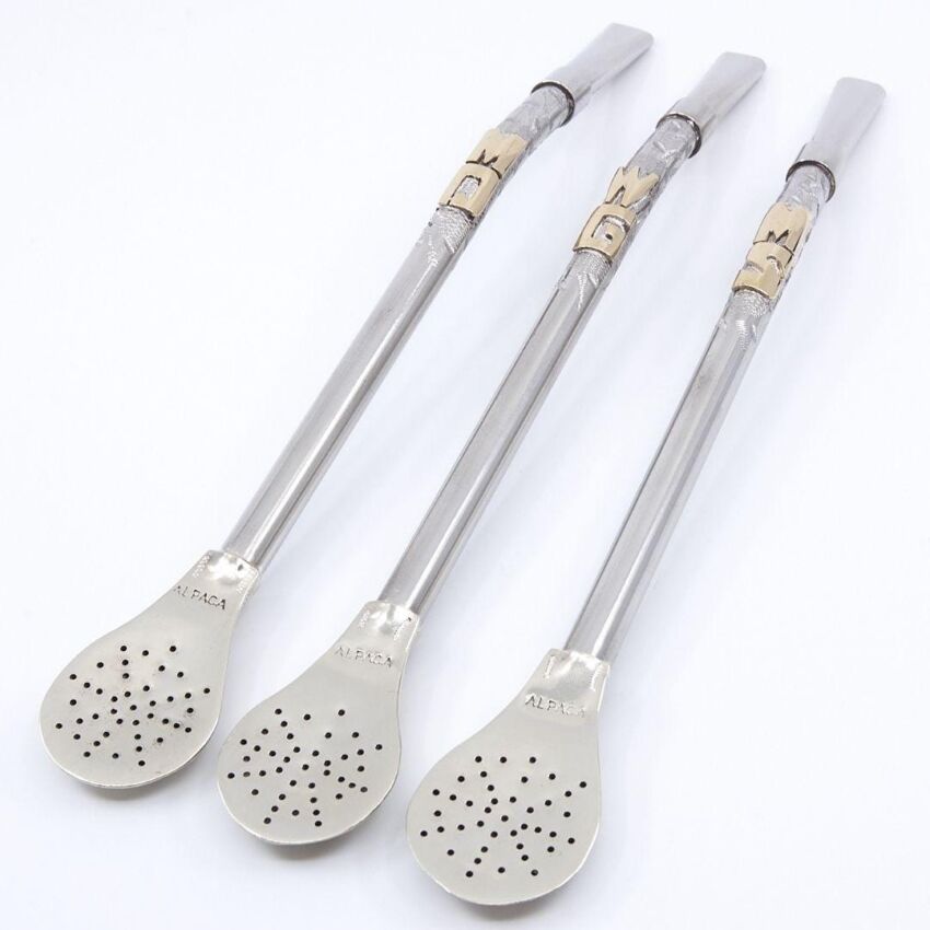 Bombilla Alpaca con dos iniciales larga