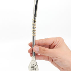 Bombilla con cinta en bronce - textura martillada