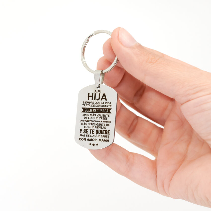 Llavero personalizado con grabado laser acero