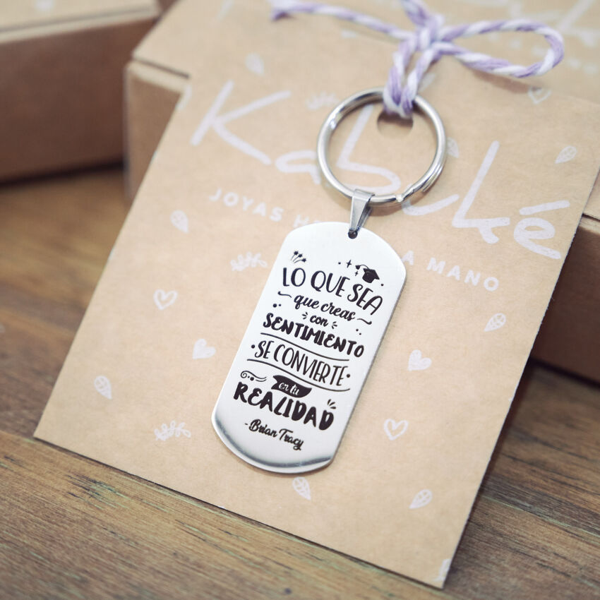 Llavero personalizado con grabado laser acero