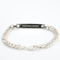 Pulsera chapa con nombre calado