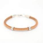 Pulsera Cuero con Cintas Grabadas • Plata 925